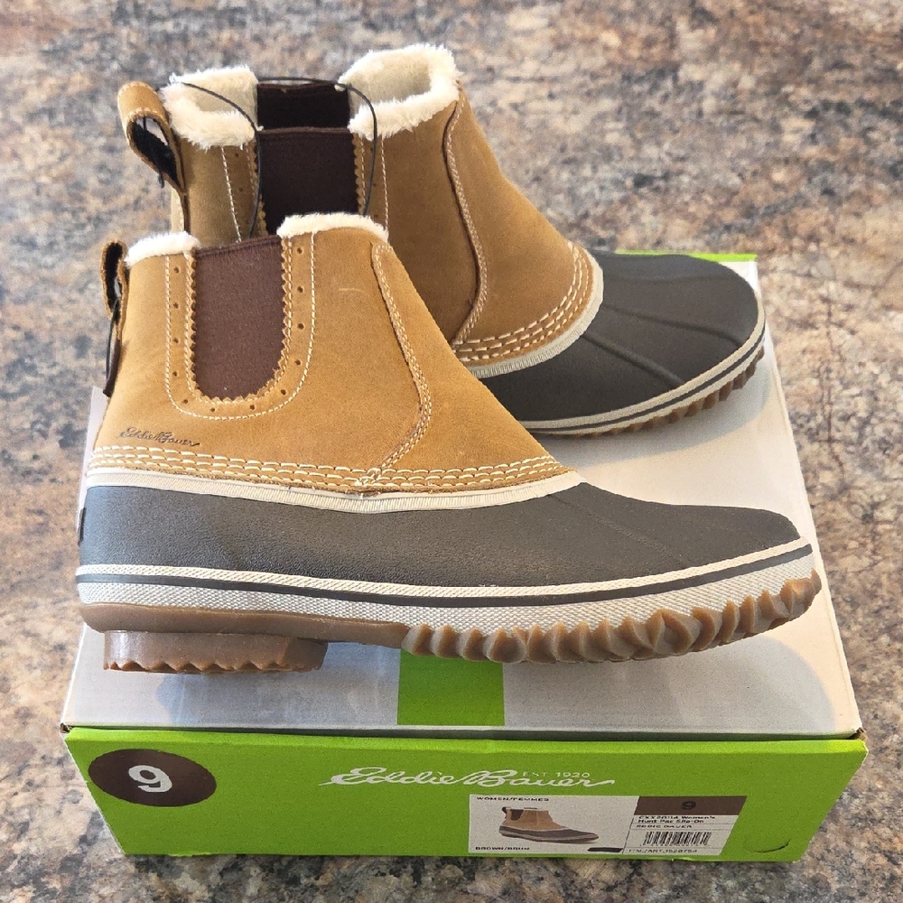 Eddie Bauer Size 9 NEW Women's Waterproof Leather Brown Snow Winter Boots